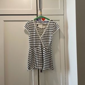 Free People Black/White Striped Top